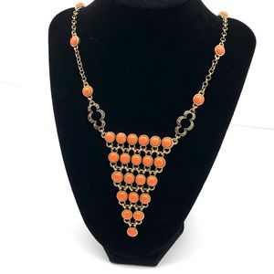 LUCKY BRAND CORAL ORANGE BRASS STATION NECKLACE W/PENDANT